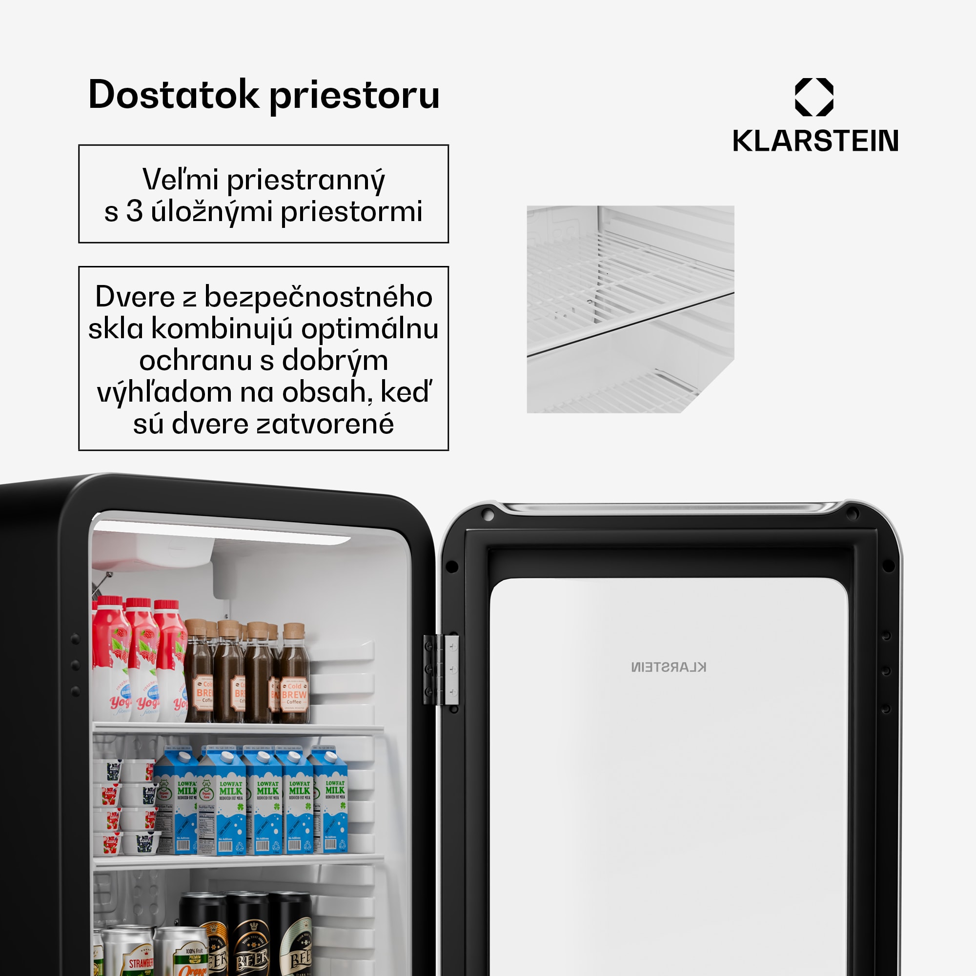 Klarstein Audrey Evo chladnička na nápoje, Retro dizajn, sklenené dvere, 93 L, EEK C – Obrázok 4