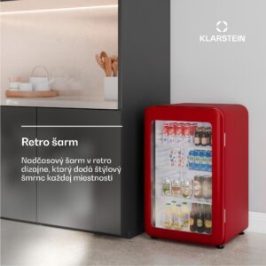 Klarstein Audrey Evo chladnička na nápoje, Retro dizajn, sklenené dvere, 113 L, EEK C