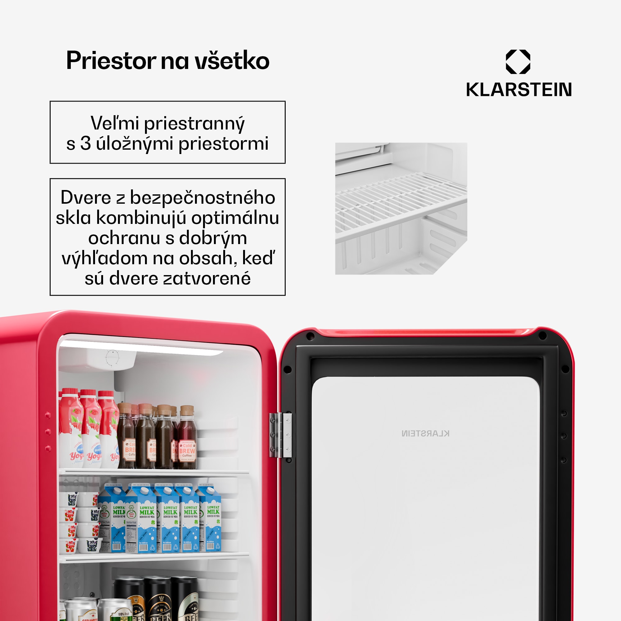 Klarstein Audrey Evo chladnička na nápoje, Retro dizajn, sklenené dvere, 113 L, EEK C – Obrázok 4