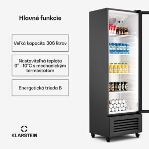 Klarstein GrandCooler chladnička na nápoje, 306 l, LED osvetlenie, s kolieskami, 4 police