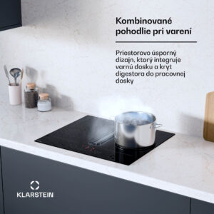 Klarstein AirJet Hybrid Down Air System, Indukčná varná doska s integrovaným digestorom, 477 m³/h, EEK A+