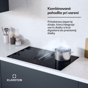 Klarstein AirJet Hybrid Down Air System, Indukčná varná doska s integrovaným digestorom, 600 m³/h, EEK A+