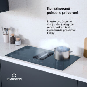 Klarstein AirJet 90 Down Air System, indukčný sporák + DownAir-digestor, 10000 W, 750 m³/h, Boost
