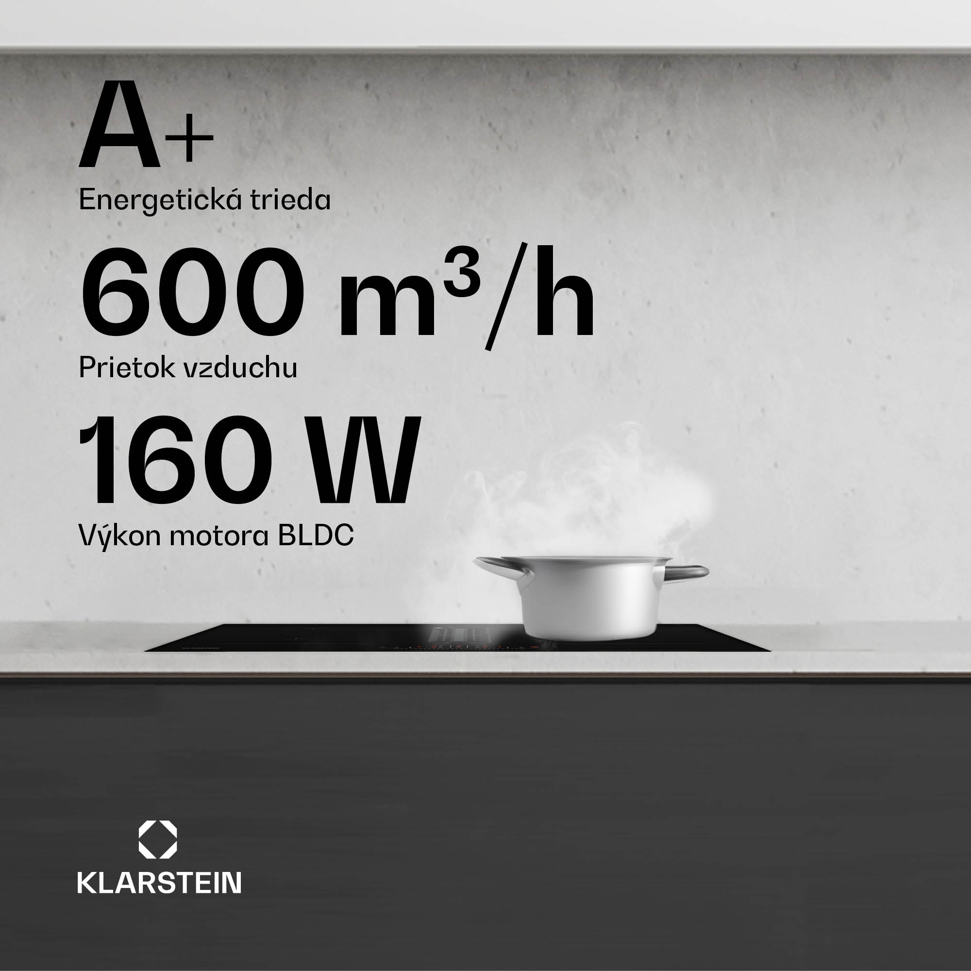 Klarstein AirJet 72 Down Air System, indukčný sporák + DownAir-digestor, 10 000 W, 600 m³/h, Boost – Obrázok 2