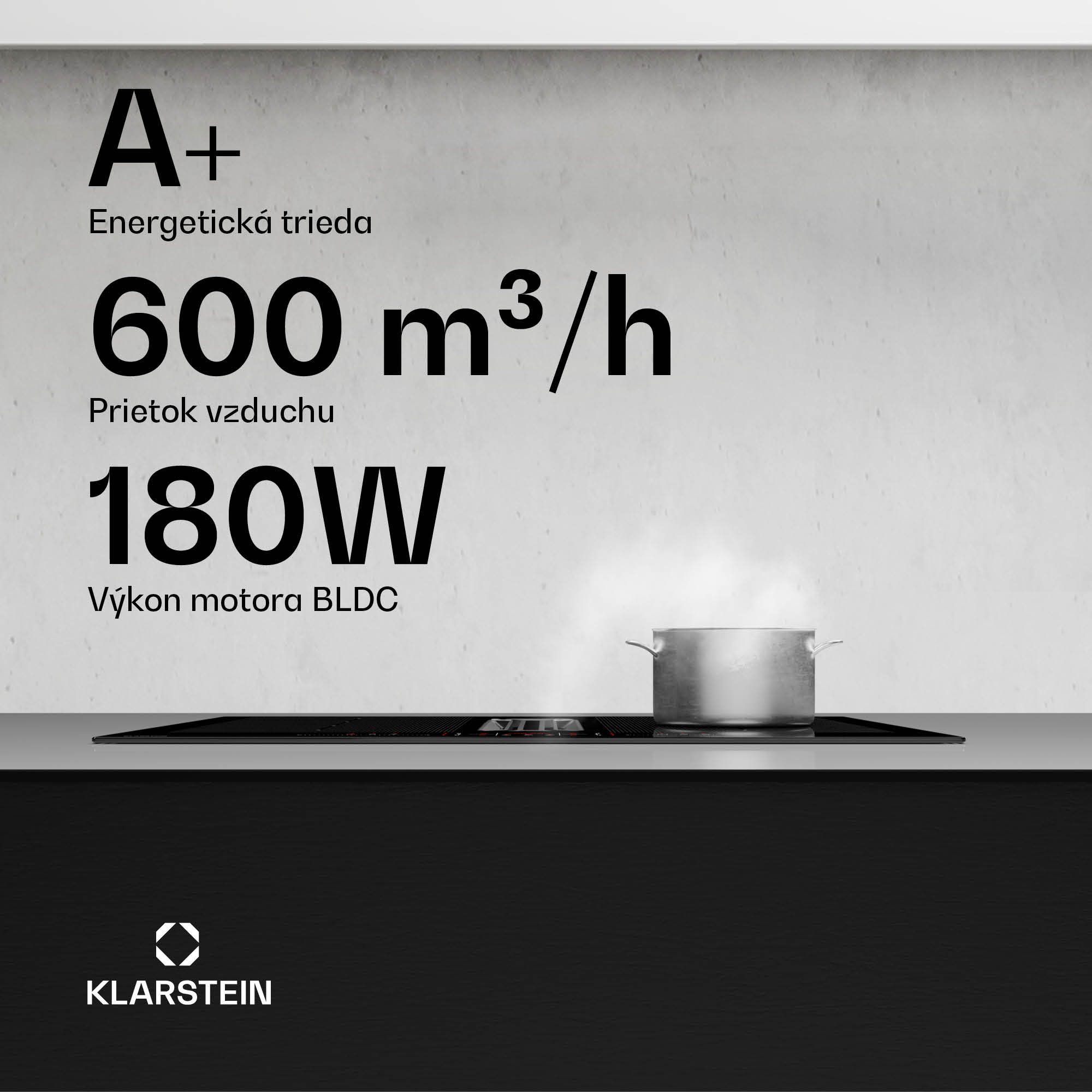 Klarstein AirJet FlexPro Down Air System, Indukčná doska + digestor, Flexi zóna, Booster – Obrázok 2