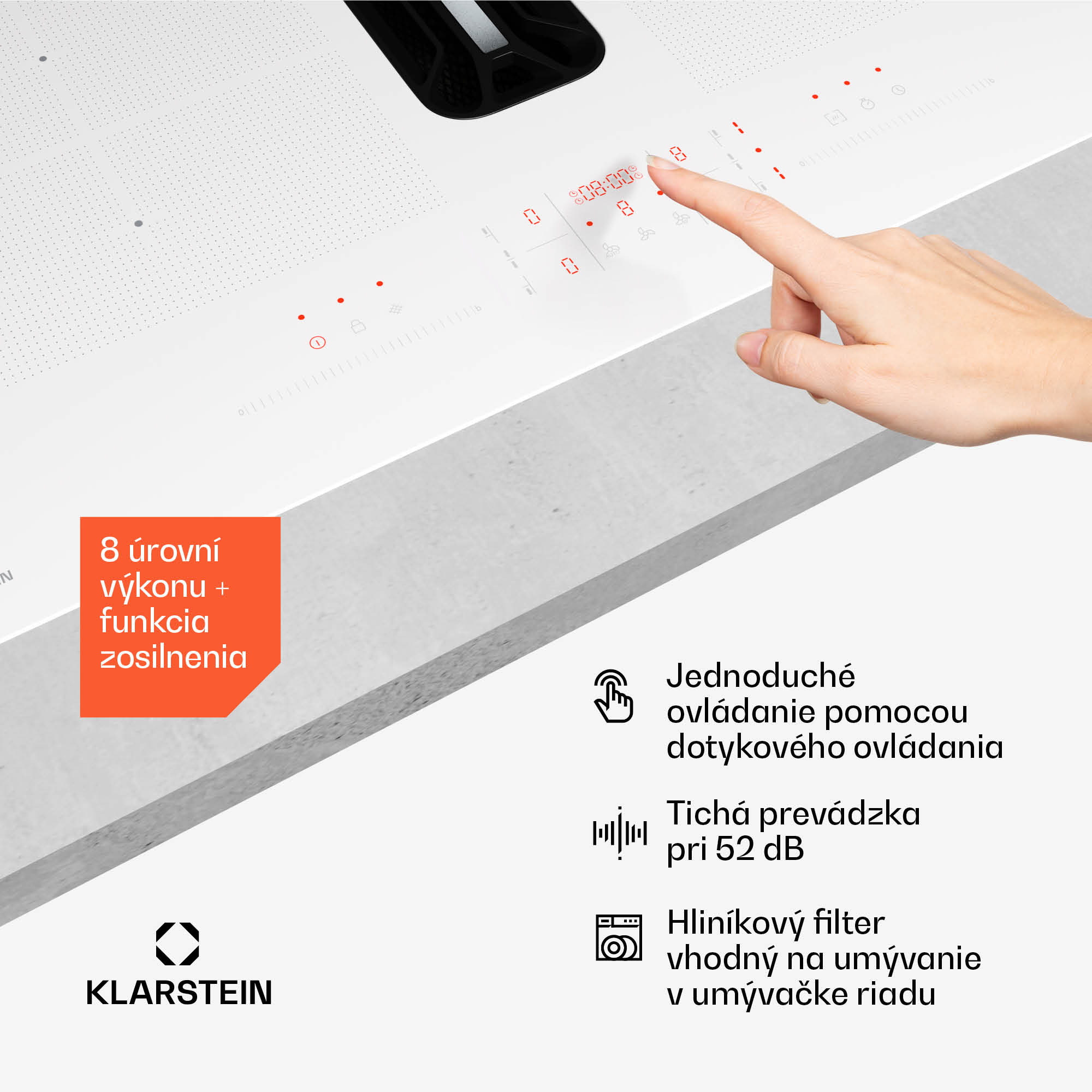 Klarstein AirJet FlexPro Down Air System, Indukčná doska + digestor, Flexi zóna, Booster – Obrázok 4