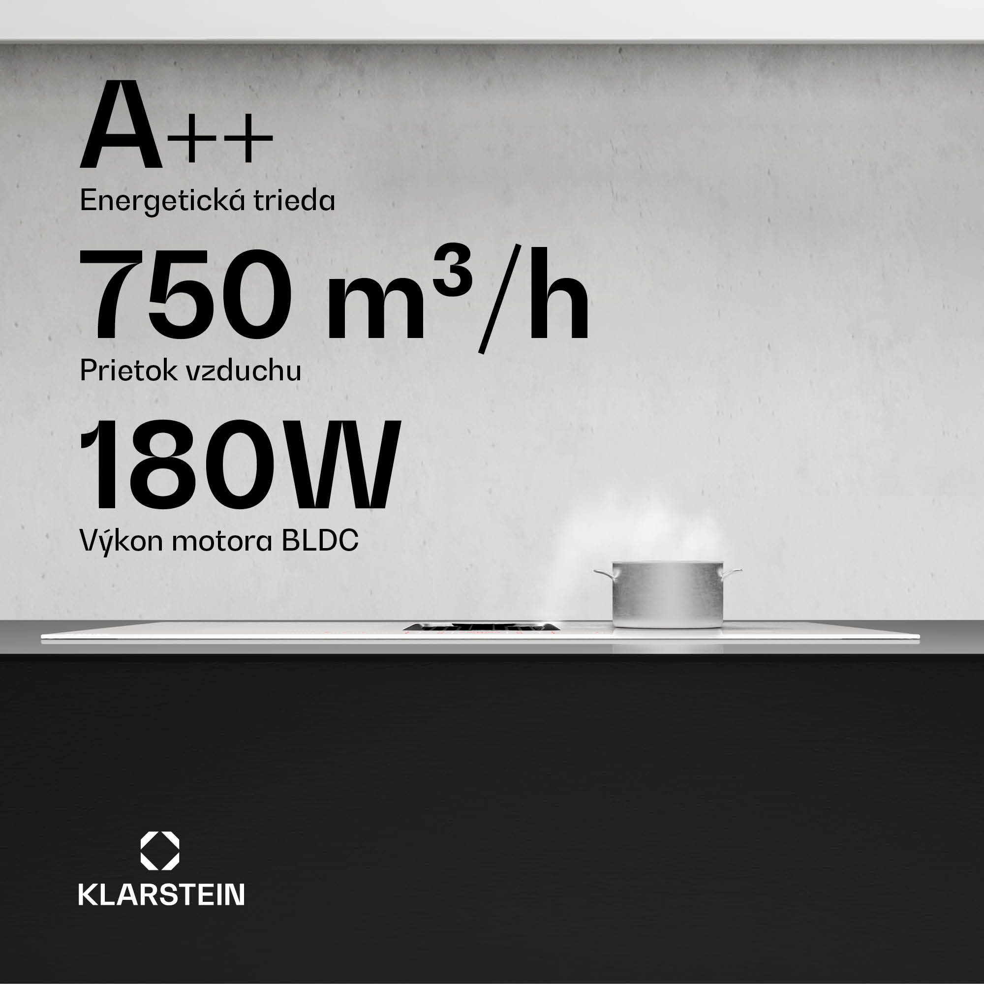Klarstein AirJet FlexPro Down Air System, Indukčná doska + digestor, Flexi zóna, Booster – Obrázok 2