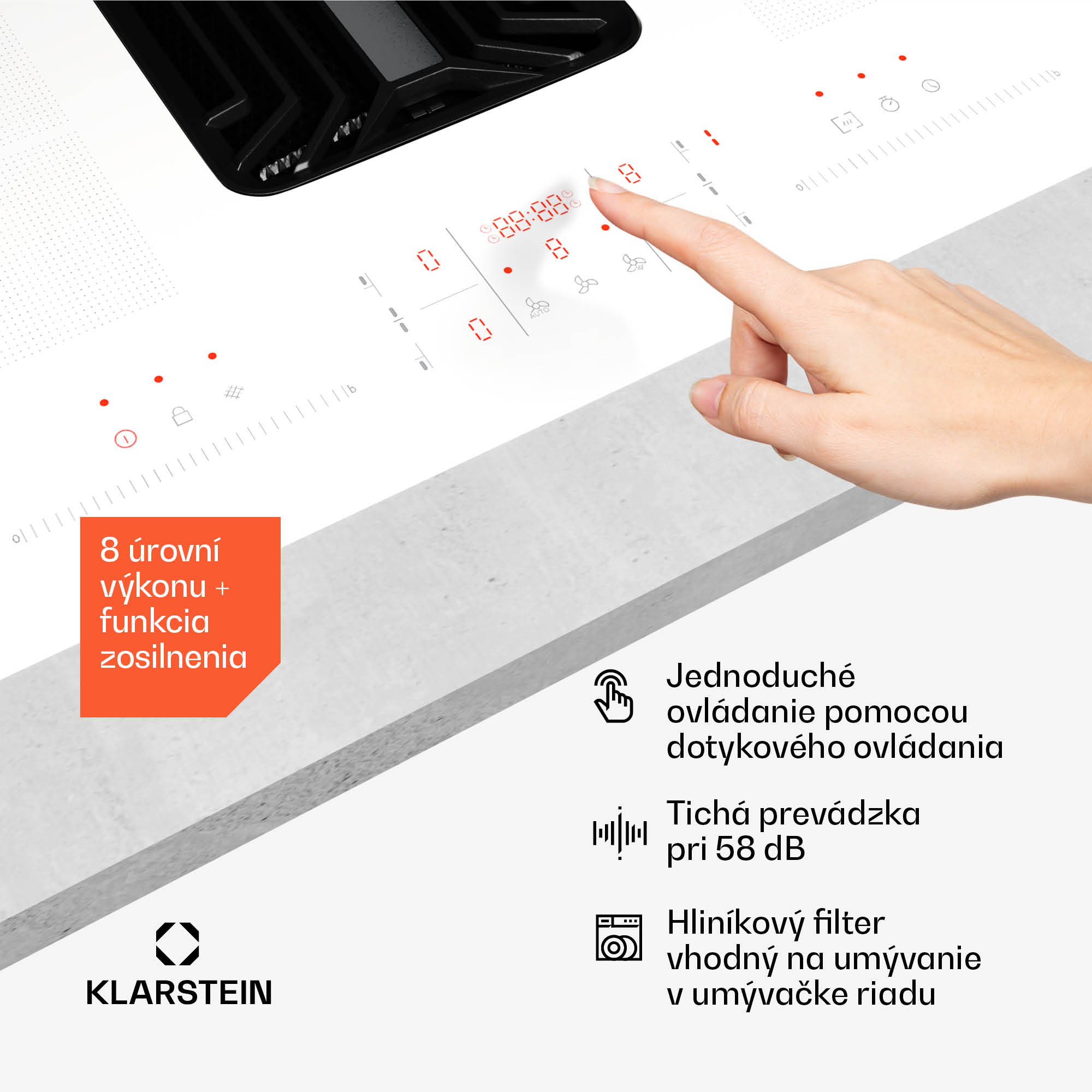 Klarstein AirJet FlexPro Down Air System, Indukčná doska + digestor, Flexi zóna, Booster – Obrázok 4
