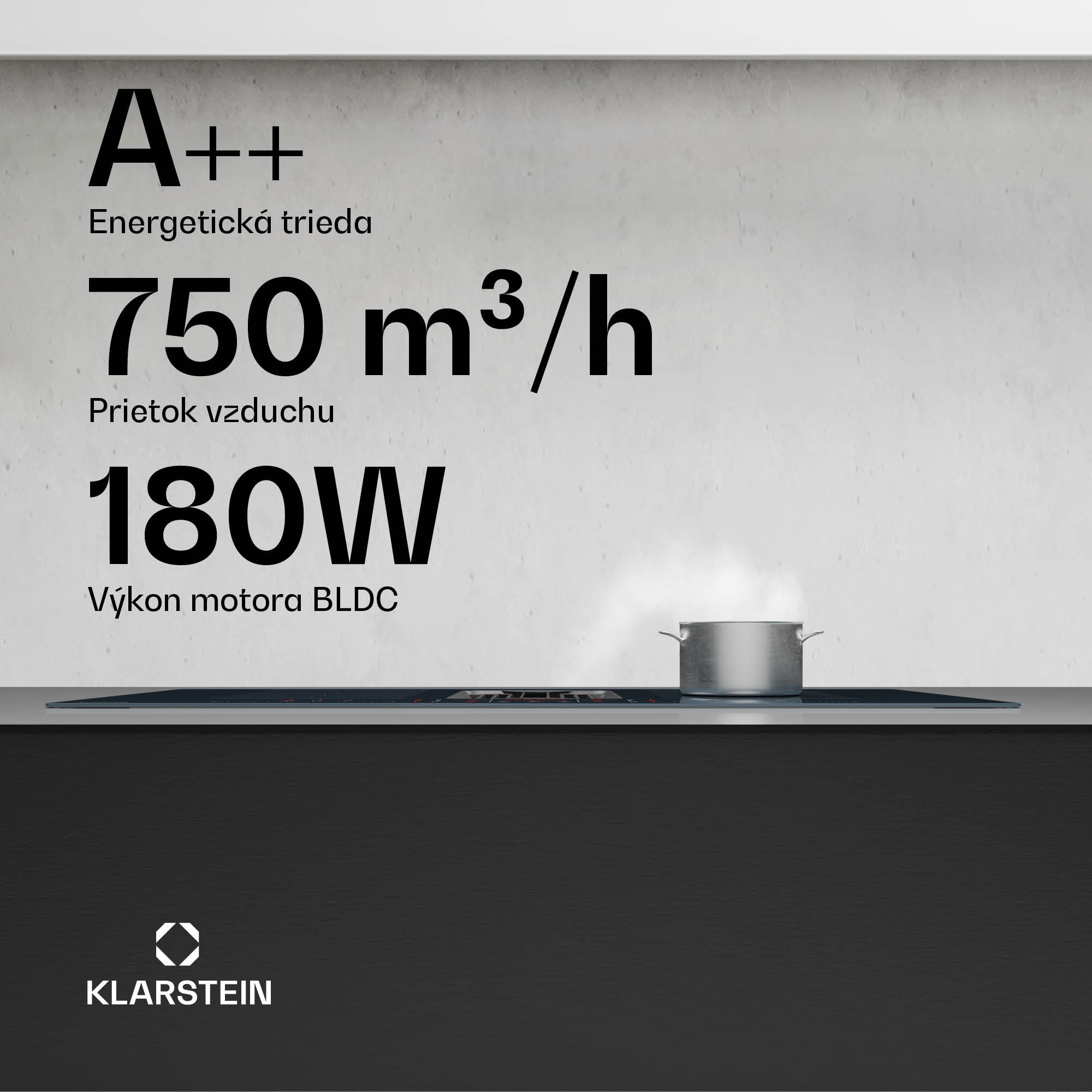 Klarstein AirJet FlexPro Down Air System, Indukčná doska + digestor, Flexi zóna, Booster – Obrázok 2