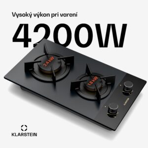Klarstein Goldflame Nano plynová varná doska, 2 mosadzné horáky, Nano povlak, LPG/zemný plyn