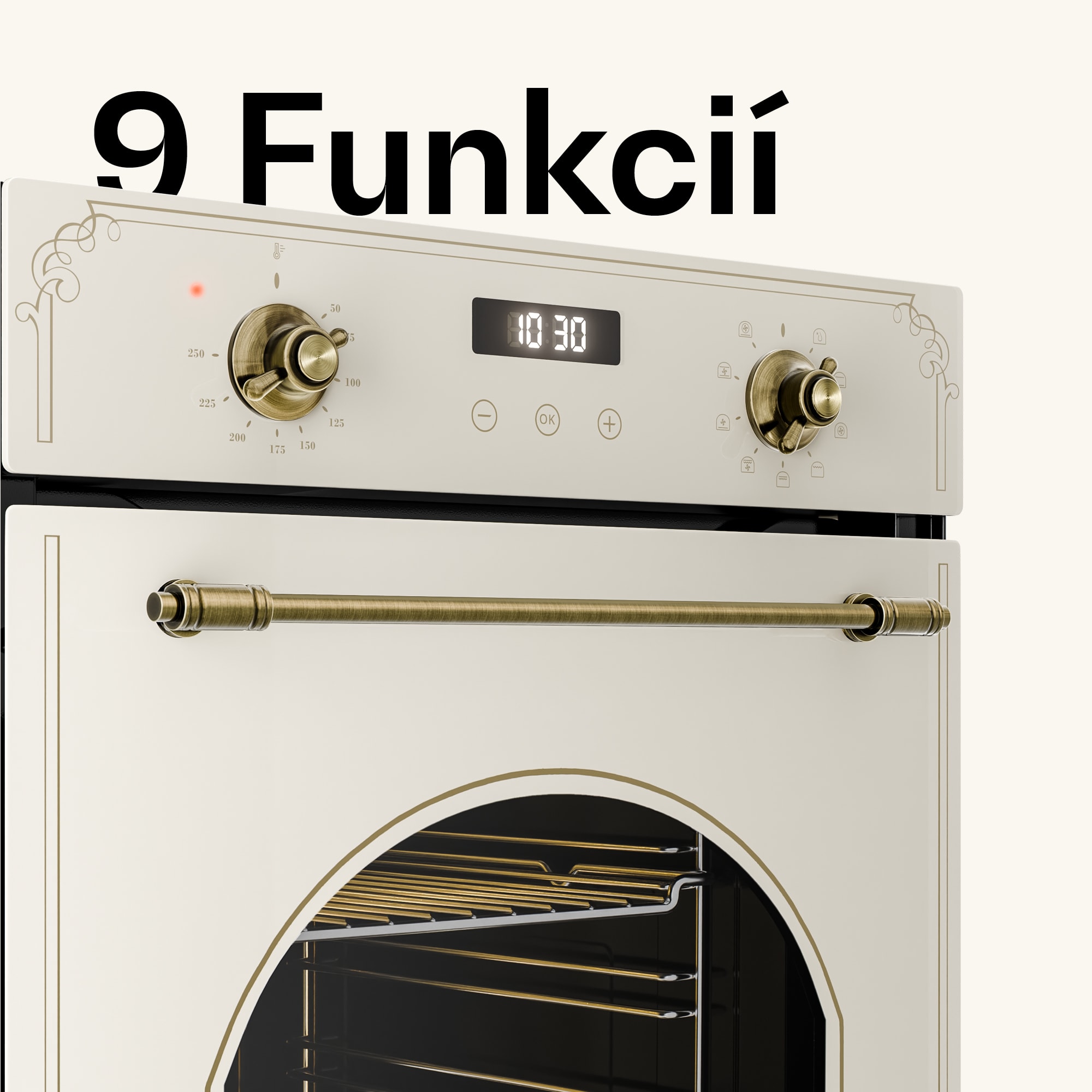 Klarstein Victoria vstavaná rúra 45 cm 49 l krémová – Obrázok 2