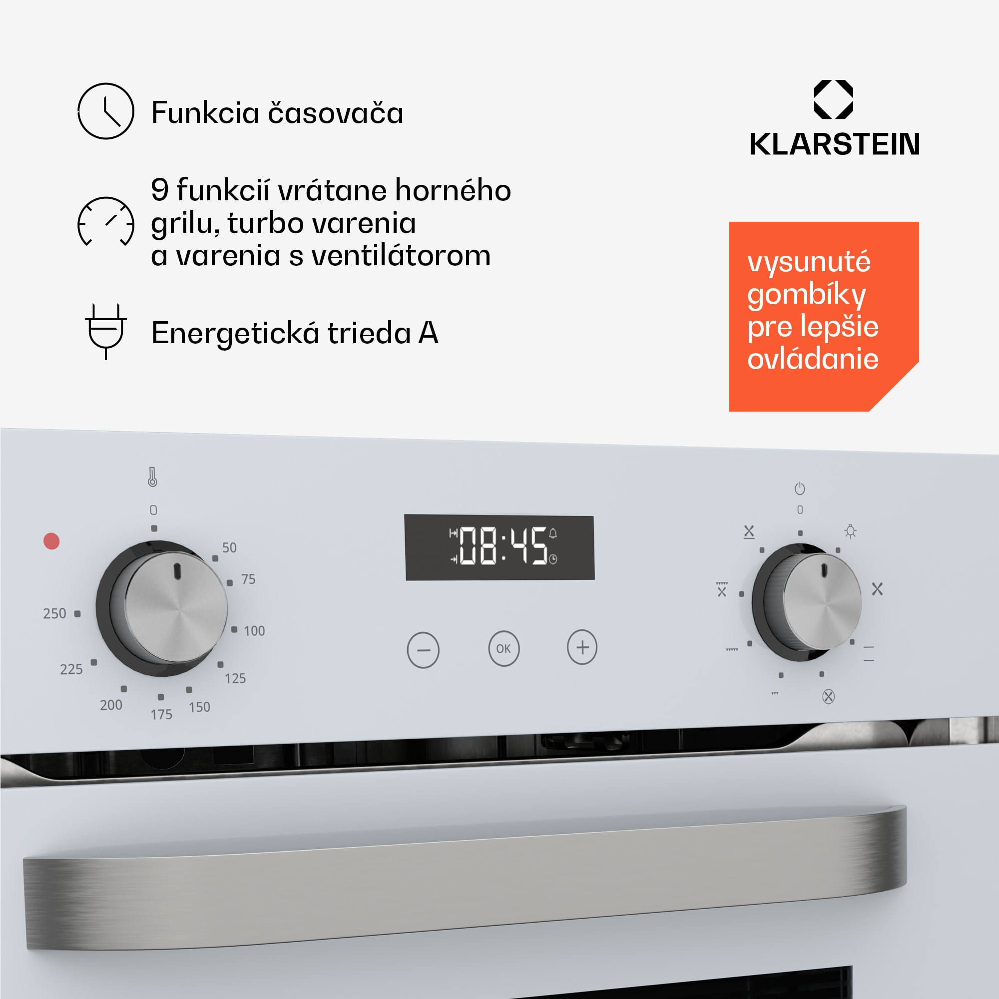 Klarstein SmartSlim rúra, Slim dizajn, 9 funkcií, objem 49 l, jednoduché čistenie, EEK A – Obrázok 3