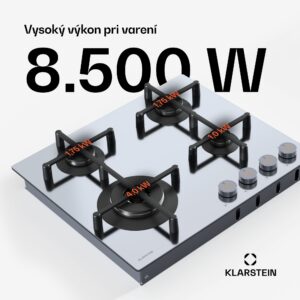 Klarstein Illuminosa 4 plynová varná doska 4-horáková Sabaf horák z nehrdzavejúcej ocele