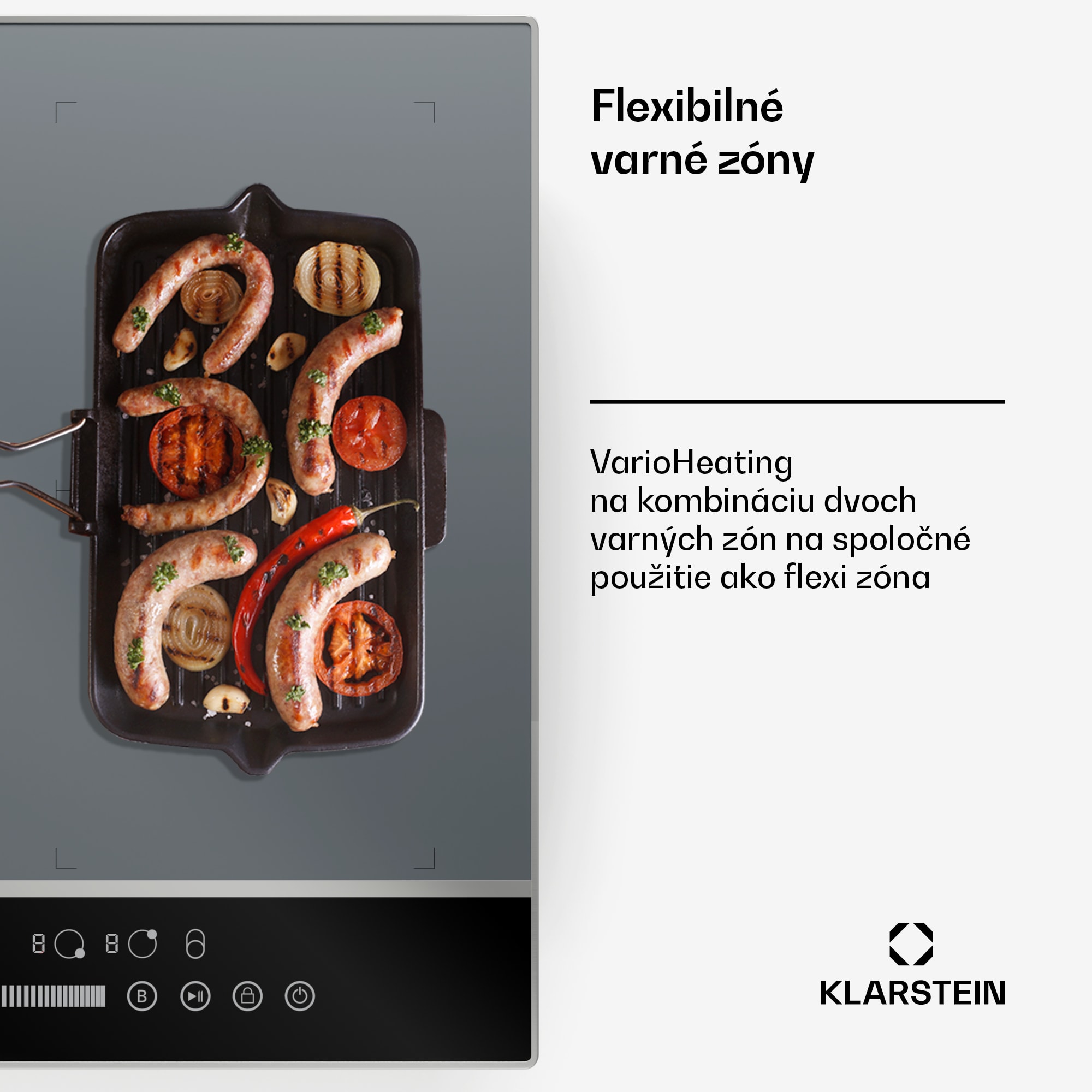 Klarstein DualTone Hybrid indukčná varná doska, Flex Zone, LED displej, Ovládanie posuvníkmi, 7200 W – Obrázok 3