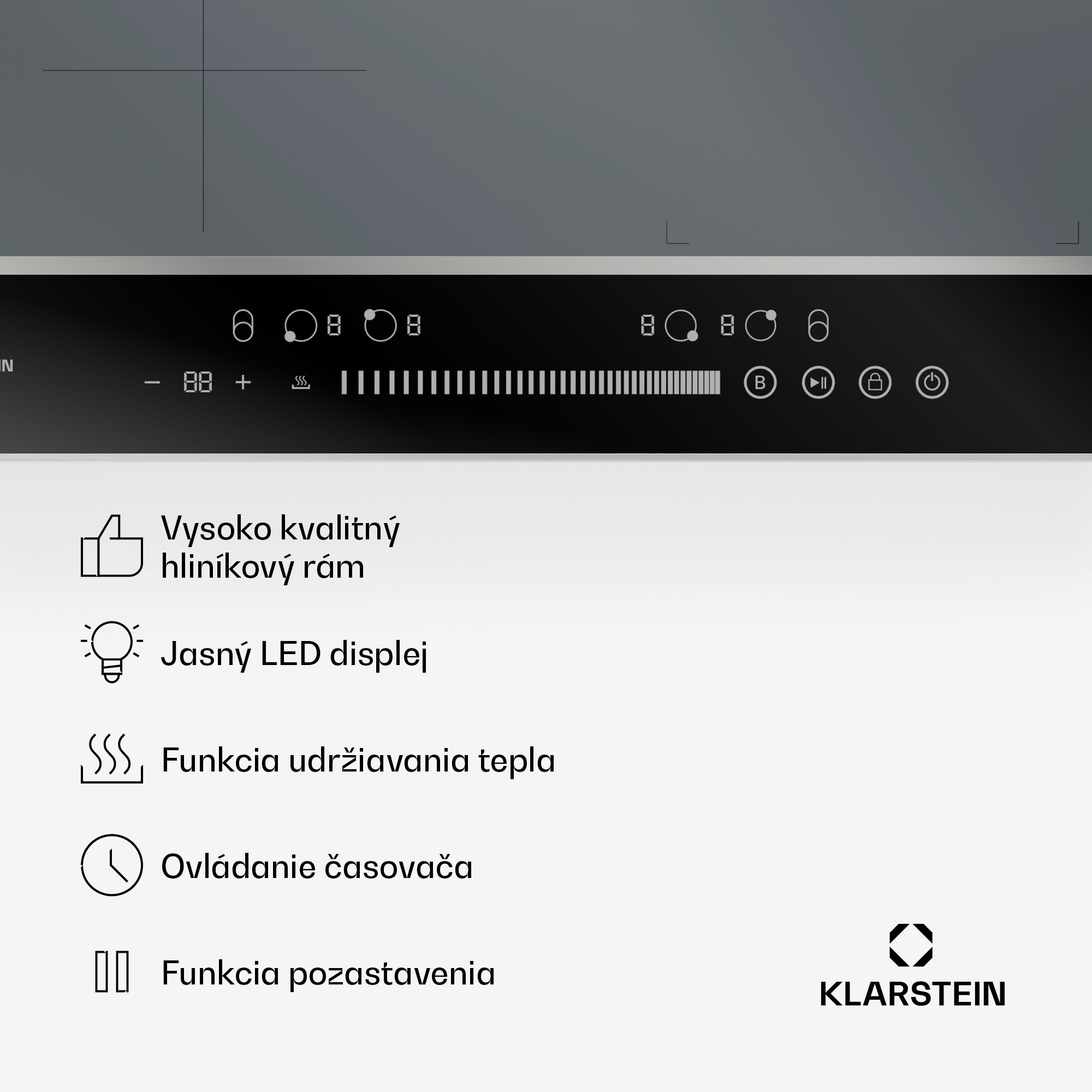 Klarstein DualTone Hybrid indukčná varná doska, Flex Zone, LED displej, Ovládanie posuvníkmi, 7200 W – Obrázok 5