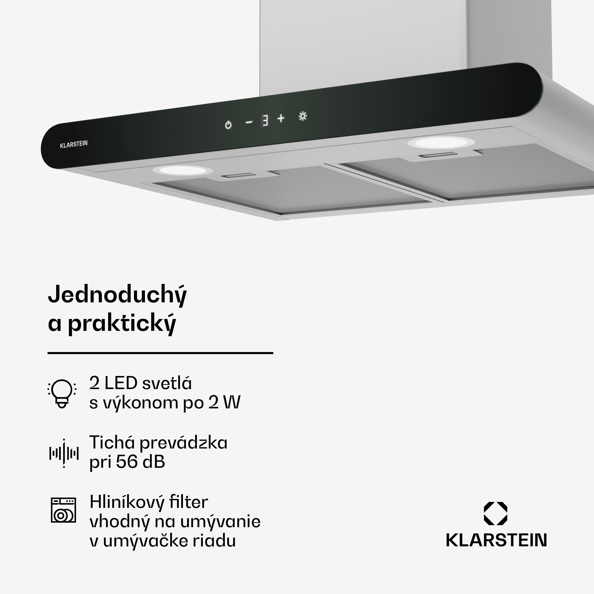 Klarstein CurveVent digestor, 700 m³/h, Dotykový, LED, 110 W, EEK A+ – Obrázok 5