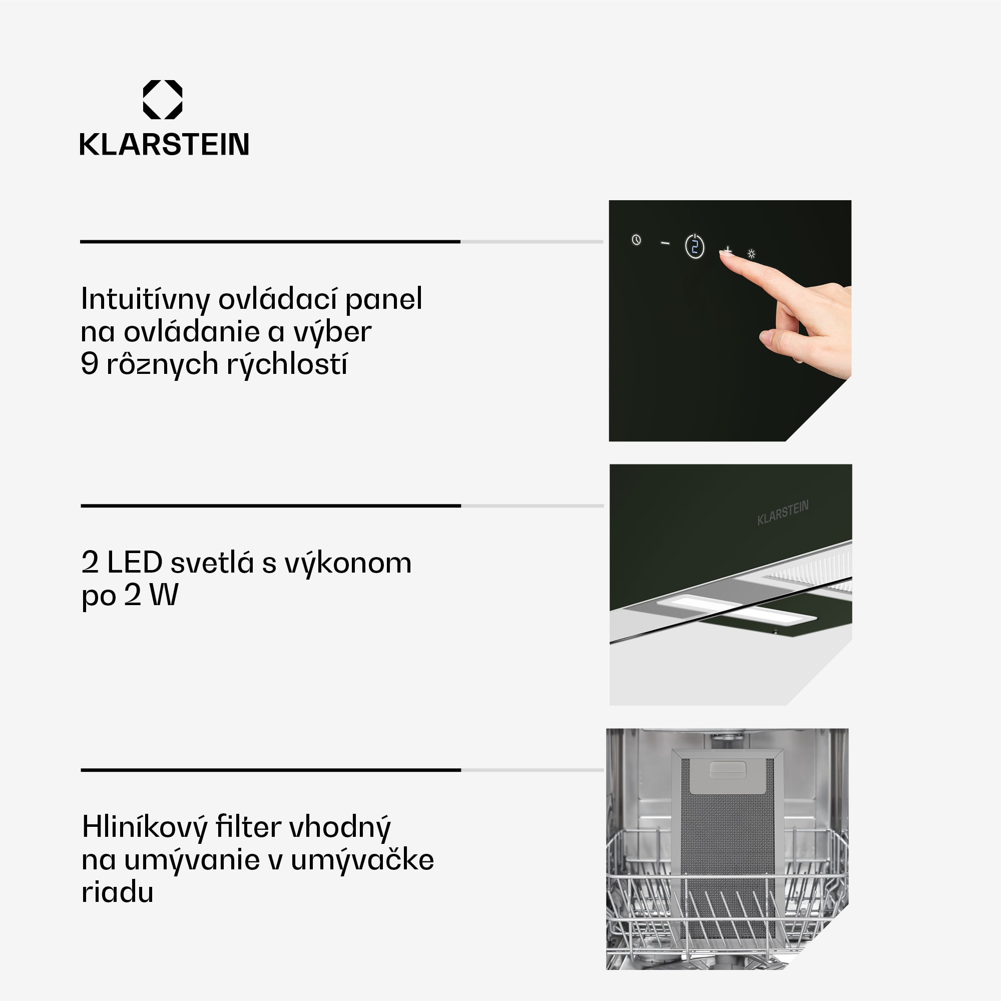 Klarstein AlizeEdge digestor, Dotykový, Plochý, Tichý, Zabudovaný, A+ – Obrázok 5