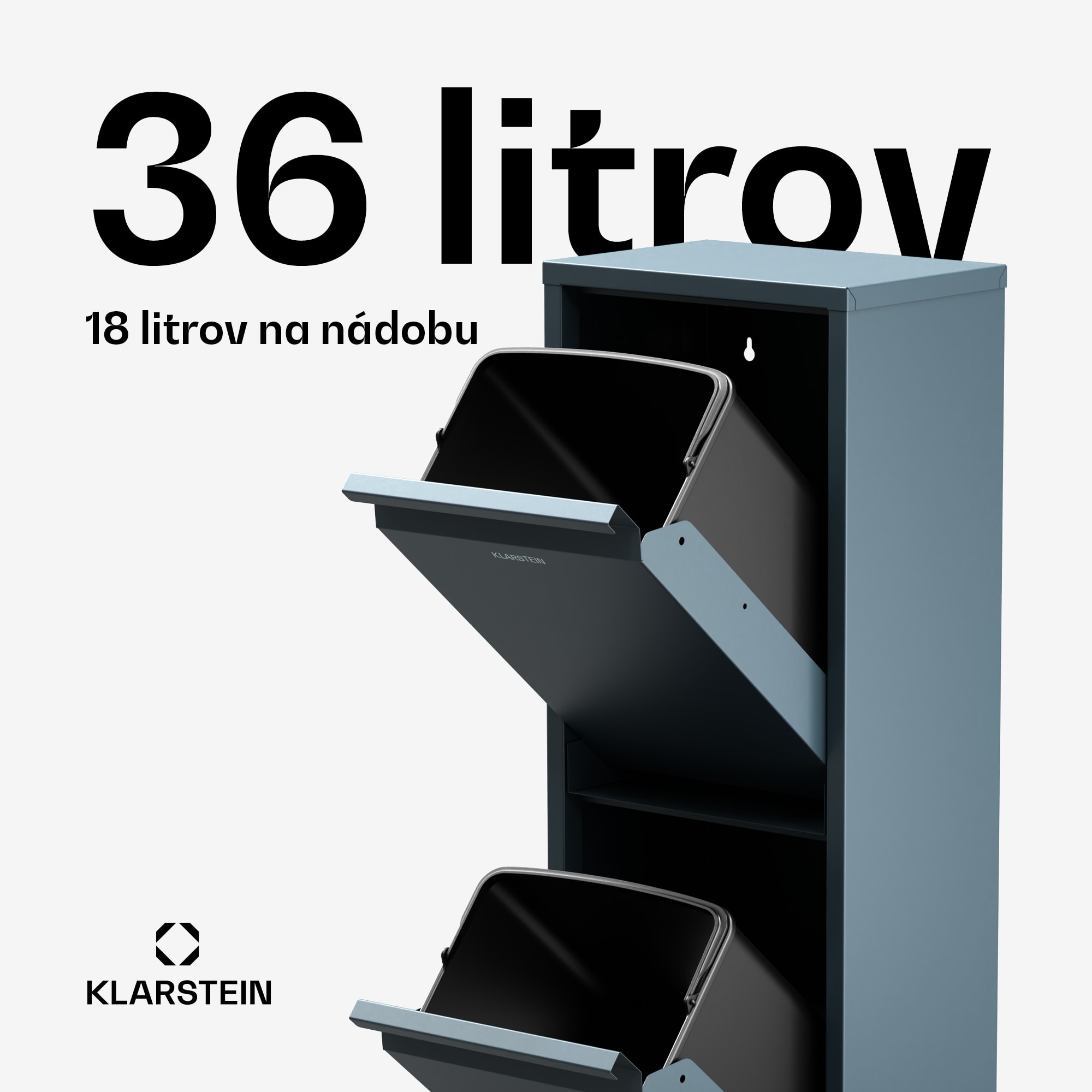 Klarstein Ordnungshüter 2 kôš na kuchynský odpad 36 L – Obrázok 2