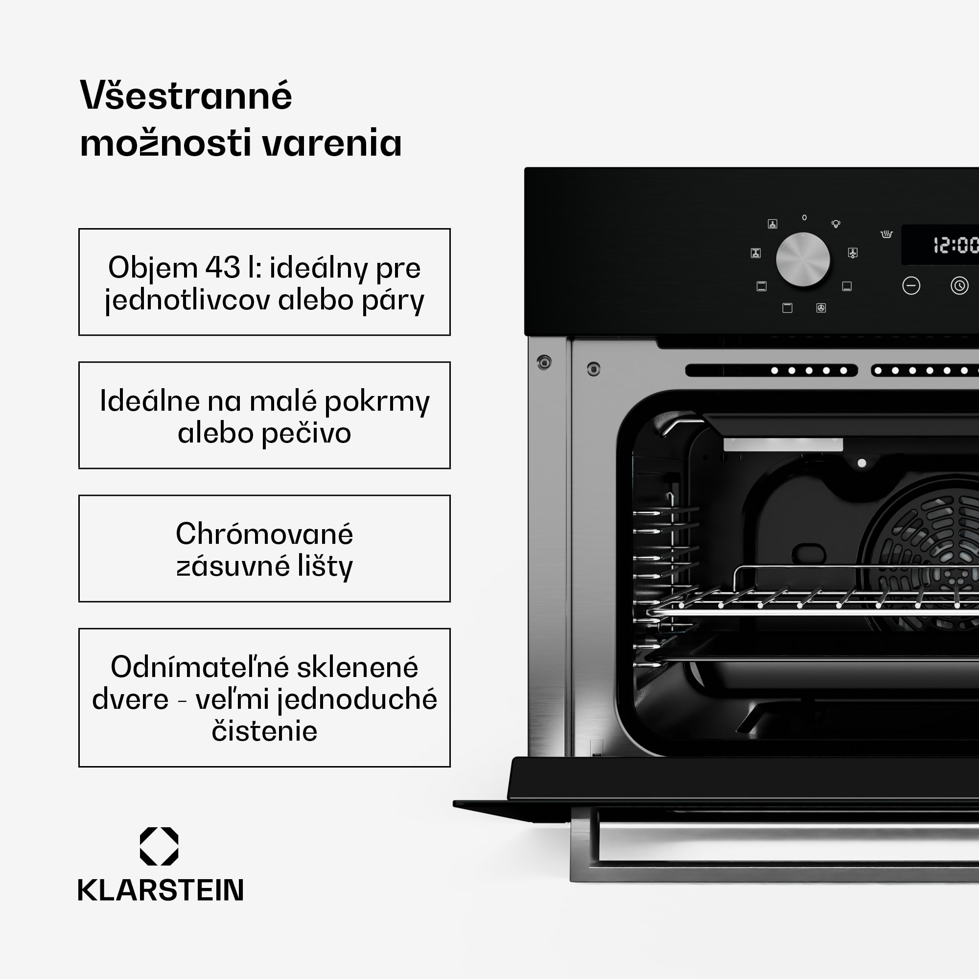 Klarstein SpaceSmart Kompaktná vstavaná rúra – Obrázok 2