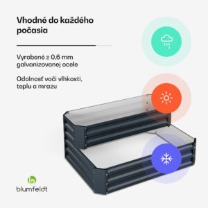 Blumfeldt High Grow vyvýšený záhon, 2 úrovne, odolný voči poveternostným vplyvom, odolný voči korózii, robustný, 405 L