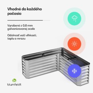 Blumfeldt High Grow vyvýšený záhon, tvar L, odolný voči poveternostným vplyvom, odolný voči korózii, robustný, 742 L