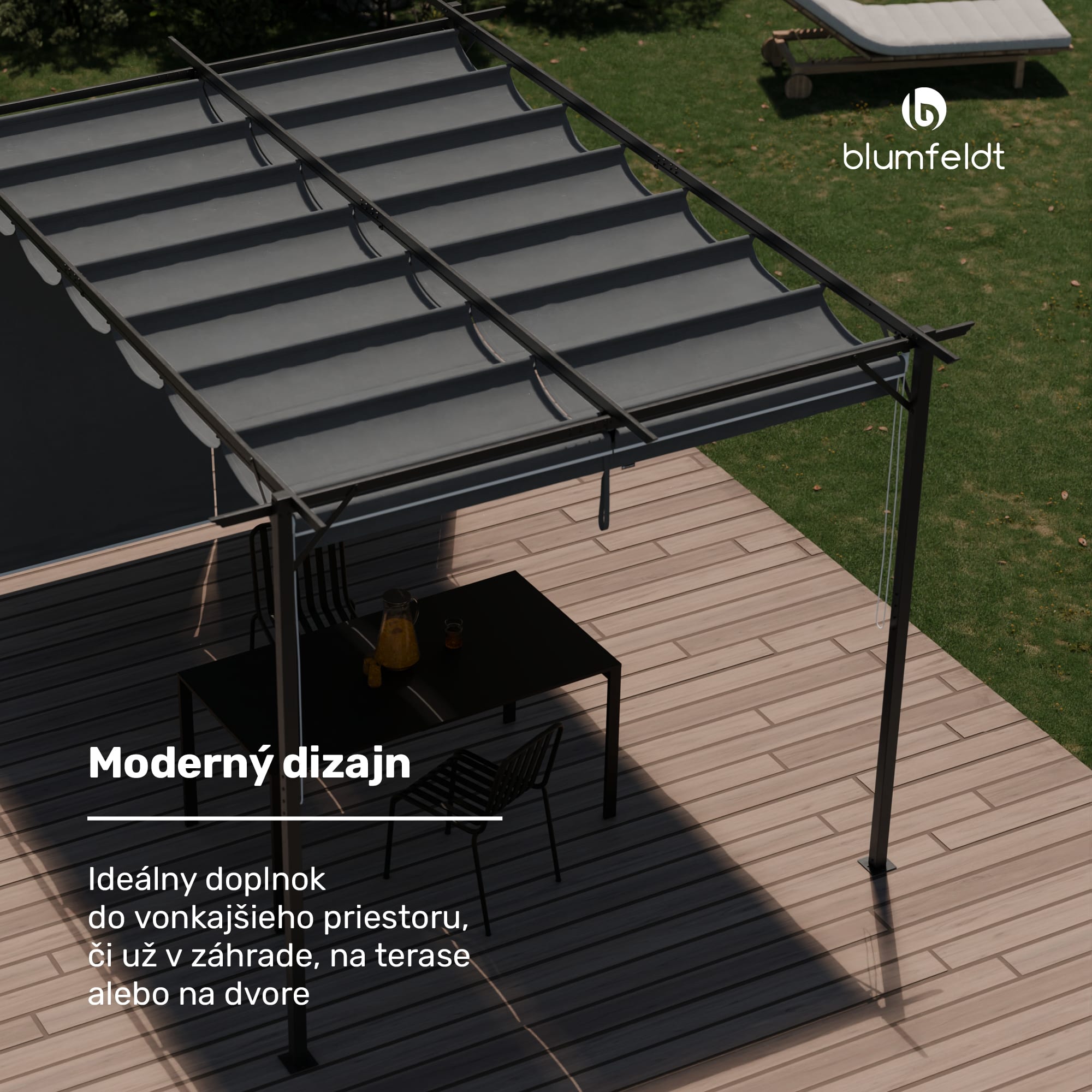 Blumfeldt Pantheon Robust Pergola 3x4 m, práškovo lakovaná oceľ, odolná voči poveternostným vplyvom, s bočnými roletami – Obrázok 2