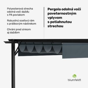 Blumfeldt Pantheon Robust Pergola, 3x3 m práškovo lakovaná oceľ odolná voči poveternostným vplyvom
