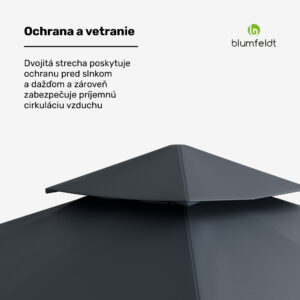 Blumfeldt Grandezza Cortina záhradný altánok 3x3 m, odolný voči poveternostným vplyvom, prášková farba, bočné rolety