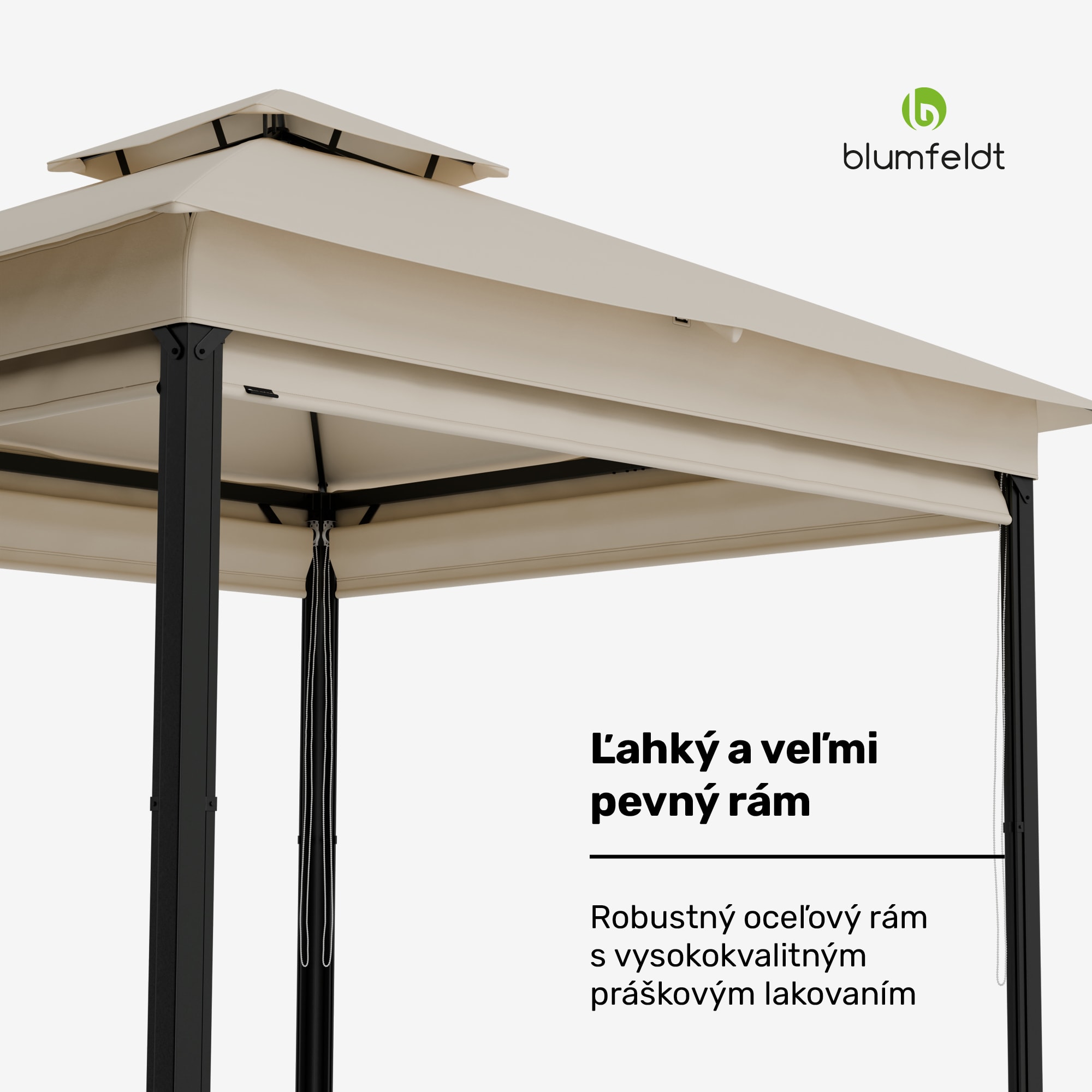 Blumfeldt Grandezza Cortina záhradný altánok 3x3 m, odolný voči poveternostným vplyvom, prášková farba, bočné rolety – Obrázok 3