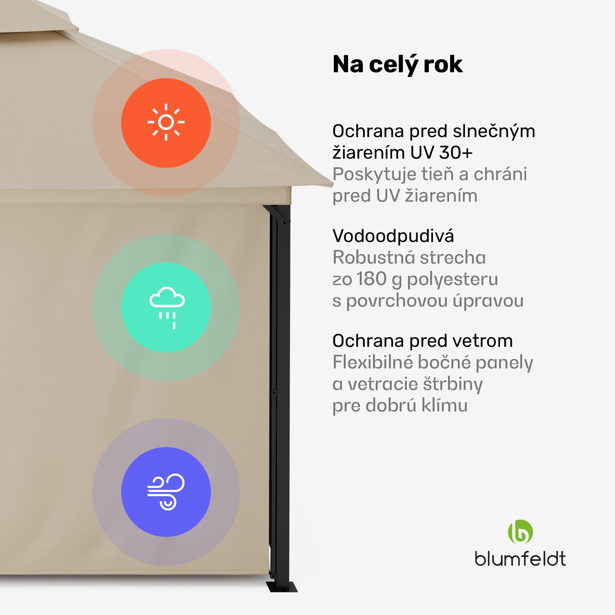Blumfeldt Grandezza Cortina záhradný altánok 3x4 m, odolný voči poveternostným vplyvom, prášková farba, bočné rolety – Obrázok 5