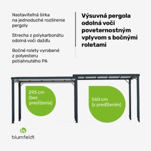 Blumfeldt Pantheon Cortina Solid Sky Expand záhradný altánok 3x6, odolný voči poveternostným vplyvom, rozťahovací