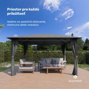 Blumfeldt Mondo 3x4 altánok s kovovým rámom a 4 bočnými stenami