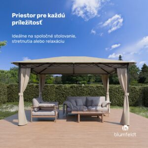 Blumfeldt Mondo 3x4 altánok s kovovým rámom a 4 bočnými stenami