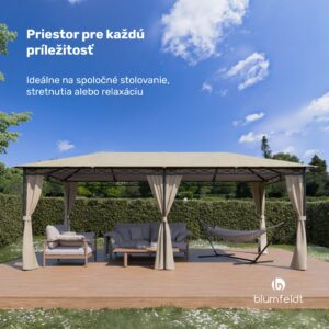 Blumfeldt Mondo 3x6 altánok s kovovým rámom a 4 bočnými stenami