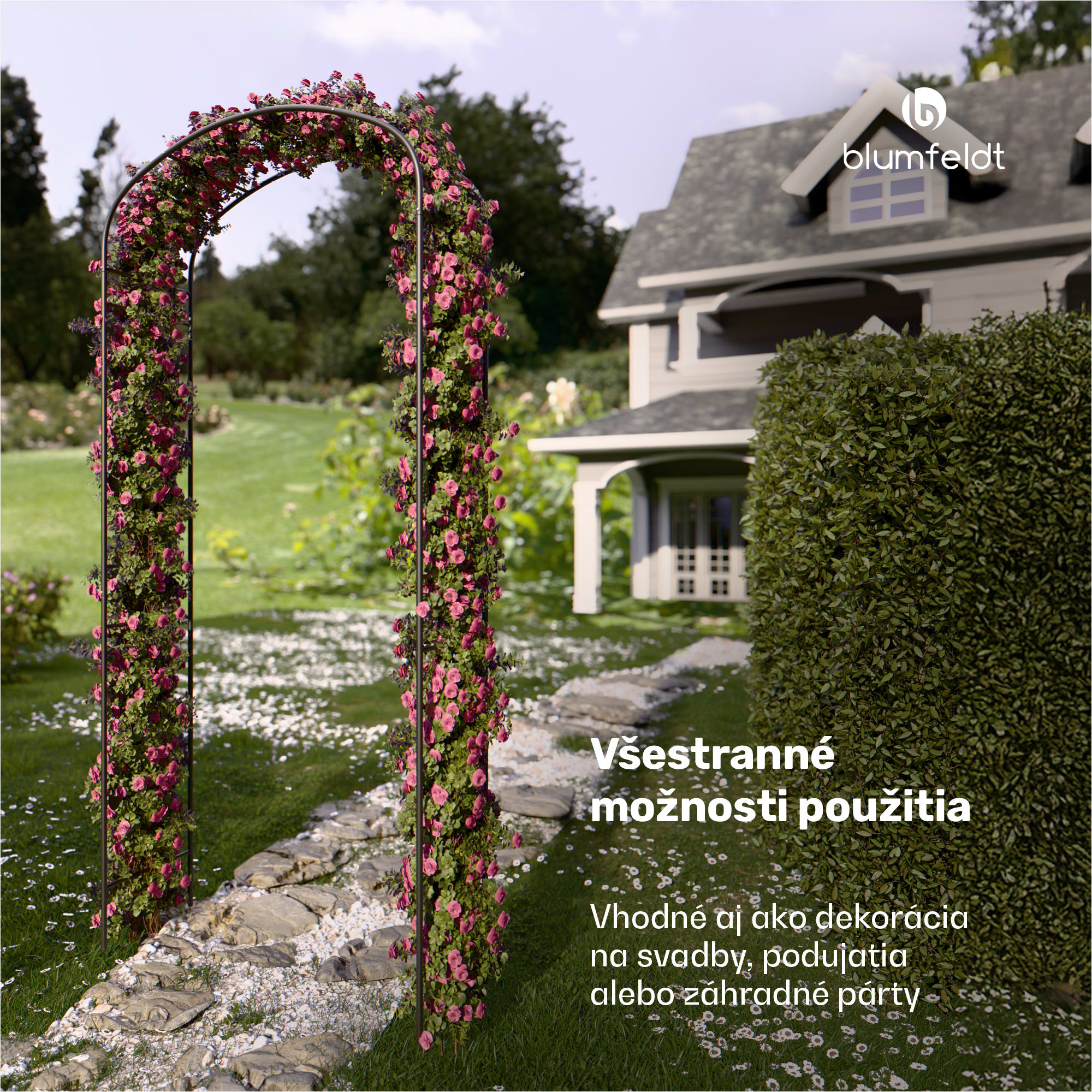 Blumfeldt FloraBelle Curve oblúk, ozdobné vzory listov, odolný voči poveternostným vplyvom, pomôcka na popínanie – Obrázok 2