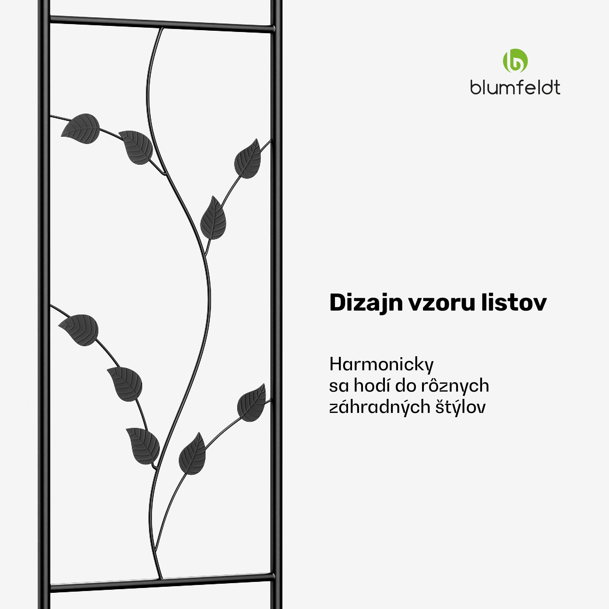 Blumfeldt FloraBelle Curve oblúk, ozdobné vzory listov, odolný voči poveternostným vplyvom, pomôcka na popínanie – Obrázok 3