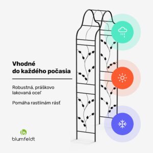 Blumfeldt FloraBelle Cupola oblúk, ozdobné vzory listov, odolný voči poveternostným vplyvom, pomôcka na popínanie