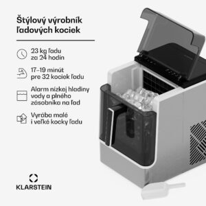 Klarstein Ice Lux výrobník ľadu, nehrdzavejúca oceľ, 23 kg/24h, samočistiaci