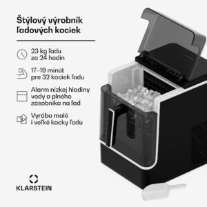 Klarstein Ice Lux výrobník ľadu, nehrdzavejúca oceľ, 23 kg/24h, samočistiaci