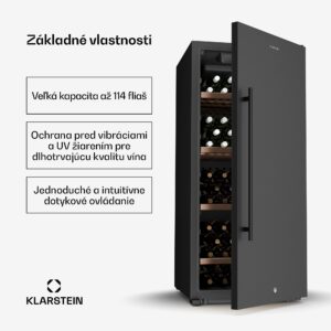Klarstein CellarMax chladnička na víno, 114 fliaš, Kompresor, Energetická účinnosť E