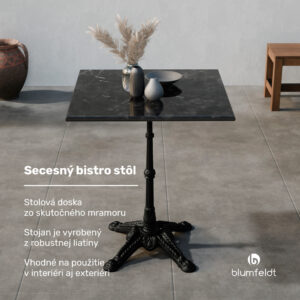 Blumfeldt Patras, bistro stôl, mramorová stolová doska, 60 x 60 cm, podstavec z liatiny