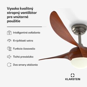 Klarstein Monteverde stropný ventilátor s nastaviteľným osvetlením