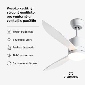 Klarstein SkyBreeze Smart istropný ventilátor, Vnútorné i vonkajšie použitie, Inteligentné ovládanie, IP44, 40 dB