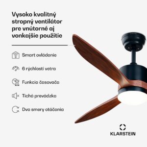 Klarstein SkyBreeze Smart istropný ventilátor, Vnútorné i vonkajšie použitie, Inteligentné ovládanie, IP44, 40 dB