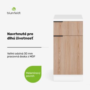 Blumfeldt WoodVista zásuvková skriňa, Robustná MDF pracovná doska, Soft-Close pánty, Hliníkové úchyty