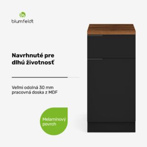 Blumfeldt WoodVista zásuvková skriňa, Robustná MDF pracovná doska, Soft-Close pánty, Hliníkové úchyty