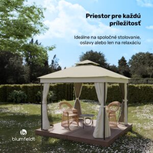 Blumfeldt Altánok Mondo Dual 3x3 s dvojitou strechou a sieťou proti hmyzu