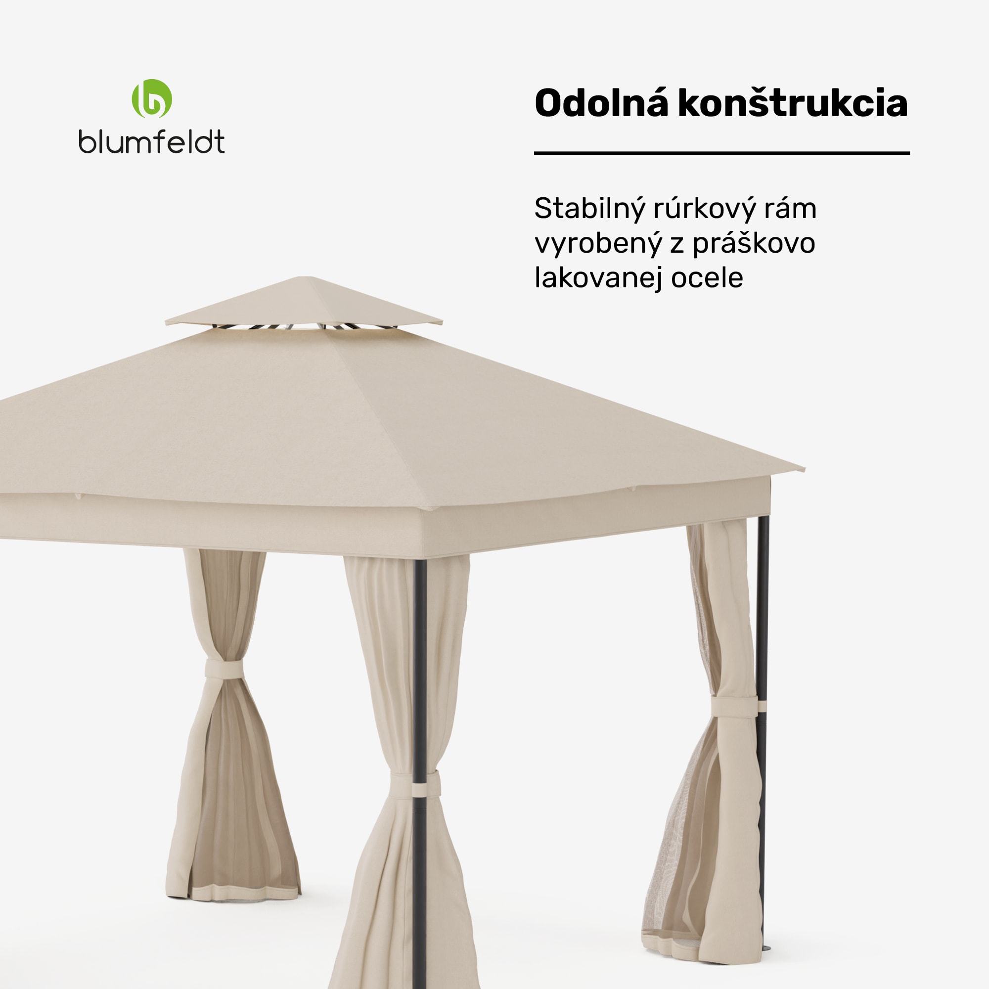 Blumfeldt Altánok Mondo Dual 3x3 s dvojitou strechou a sieťou proti hmyzu – Obrázok 2