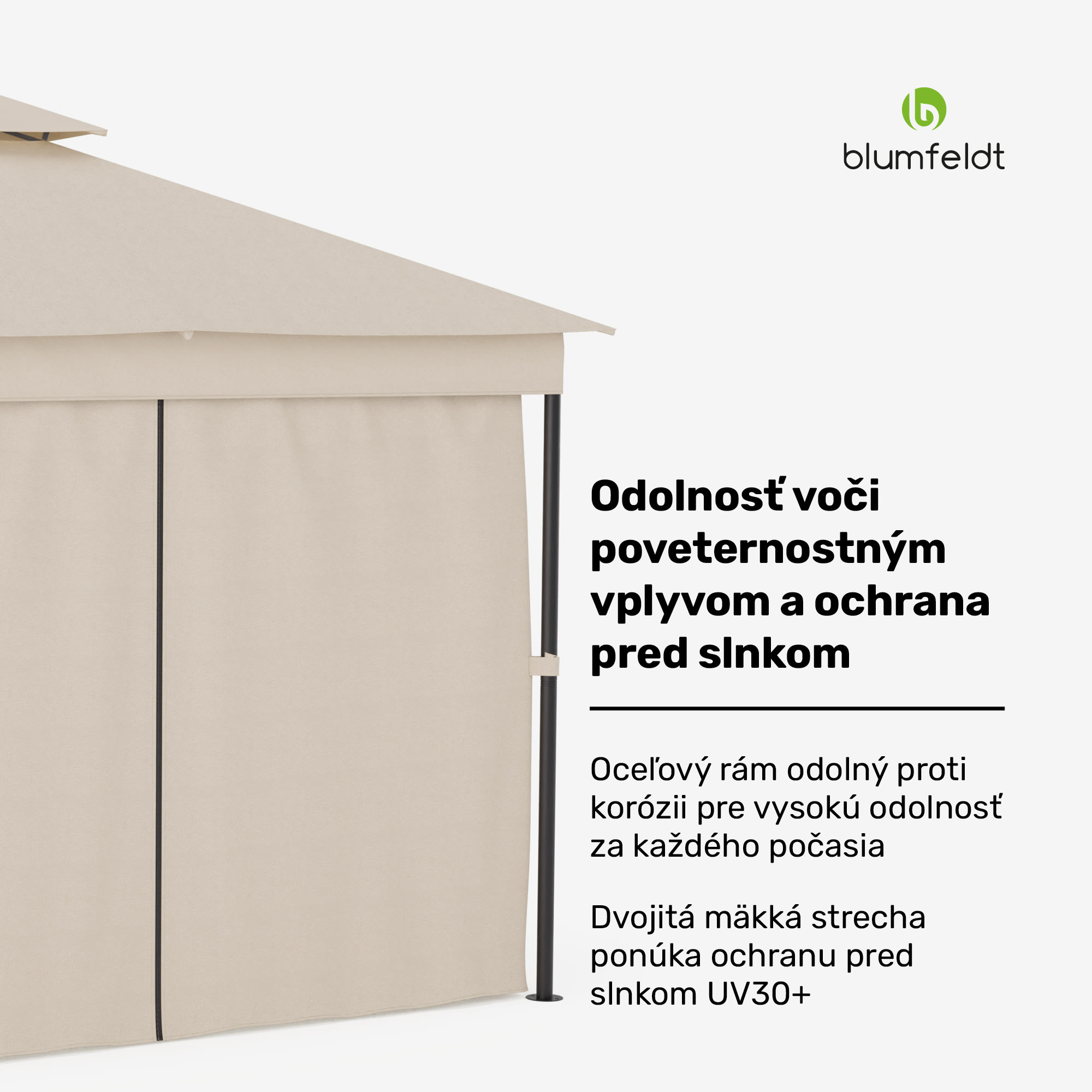 Blumfeldt Altánok Mondo Dual 3x3 s dvojitou strechou a sieťou proti hmyzu – Obrázok 5