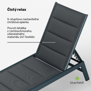 Blumfeldt Renazzo Lounge ležadlo, nosnosť 120 kg, 5-stupňové, vodoodpudivé